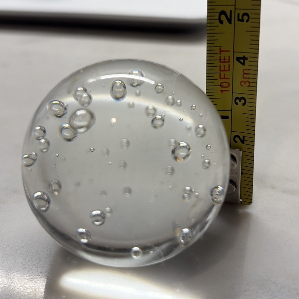 Art Glass Paperweight Clear Controlled Bubble Heavy Round Ball 1.5"‎ Whimsical